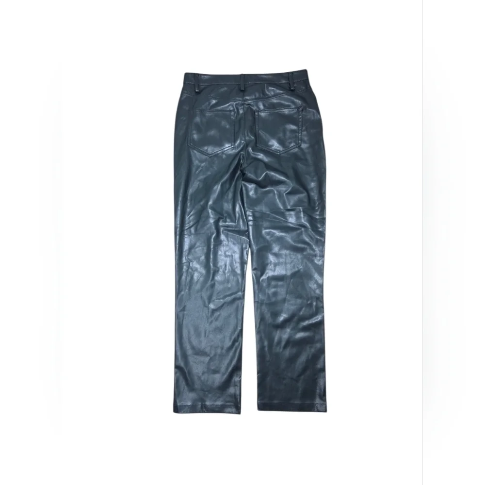 Calvin KLEIN Moto Polyester Faux Leather Straight Leg Ankle Pants Green Size 4